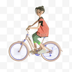 3D立体运动人物骑自行车女孩