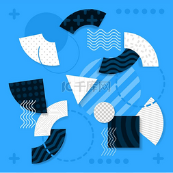 波轮洗衣机图标图片_浅蓝色几何形状的插图。