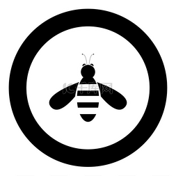 卡通昆虫插图图片_圆圈中的蜜蜂图标为黑色圆圈矢量