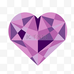 几何低图片_抽象几何低聚紫色爱心