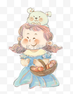 欧洲春游图片_春天郊游春游女孩小姑娘挎着篮子