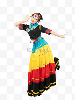 彝族民族舞蹈跳舞女孩人物