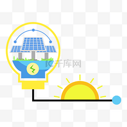 火力发电插画图片_发电太阳能灯泡