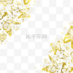 金色蝴蝶金粉边框