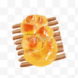 麻花绳结图片_手绘水彩麻花型面包贴纸