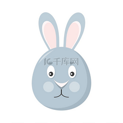 兔子卡通灰图片_白色隔离兔子面膜兔子或灰兔子白