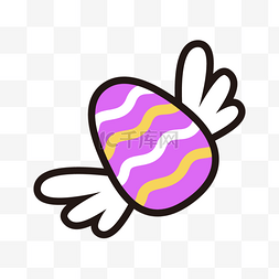 复活节图片_天使翅膀紫色水彩复活节卡通彩蛋