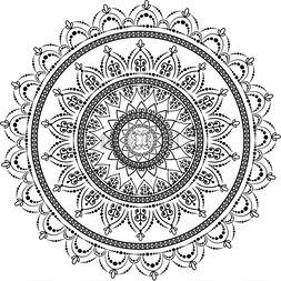 图形印度图片_指甲花的曼陀罗形式的圆形图案梅