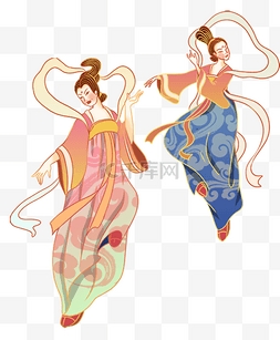 古代汉服跳舞的美女中国风人物唐