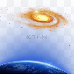 宇宙蓝色星云图片_蓝色地球黄色银河旋涡