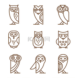icon手绘制图片_Barn linear owls