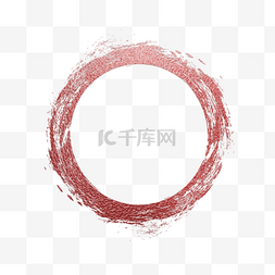 中国风笔刷边框红色图片_圆形玫瑰金边框