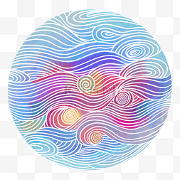 大海纹样图片_波浪抽象线条彩色渐变