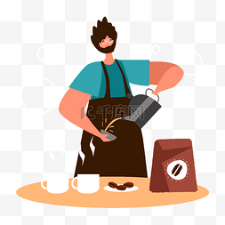 医生商业插画图片_咖啡师咖啡制作咖啡杯插画