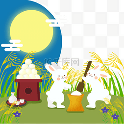小团子图片_兔子传统节日日本月见团子