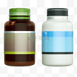 C4D立体保健品产品模型医疗药瓶药