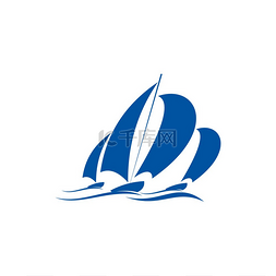 航海的帆船图片_游艇运动俱乐部图标孤立的游艇在