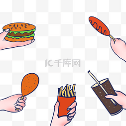 吃汉堡包图片_修图贴纸手拿美食C位拍照手势装