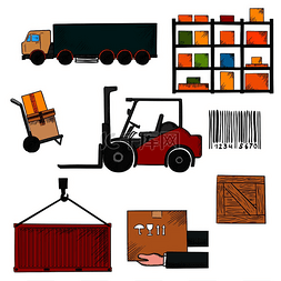 交付、运输和货运信息图表元素，