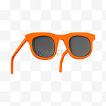 橙色C4D立体夏日沙滩墨镜眼镜