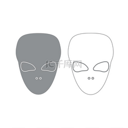 外星人标志图片_外星人的脸或头灰色设置图标。
