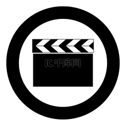 电影场记板矢量图片_圆形或圆形矢量插图中的电影拍手