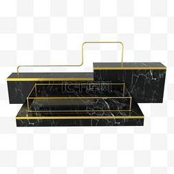 展台搭建图片_c4d三维立体黑色大理石纹理电商专