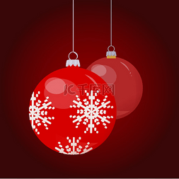 圣诞彩球装饰素材图片_十二月寒假圣诞彩球装饰矢量雪花