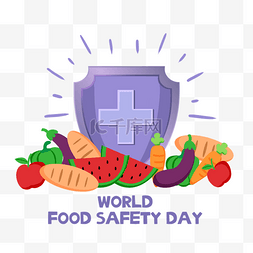 食品全安图片_紫色盾牌世界食品安全日西瓜