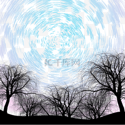 光效树木图片_蓝色渐变年轮扩张星轨