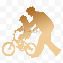 父亲节元素图片_父亲父亲节创意剪影亲子骑自行车