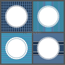 菱形圆框图片_复古装饰圆框孤立 ob 蓝色背景与