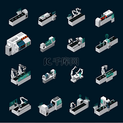 自动化设施图片_工业机器人自动化等距孤立图像集