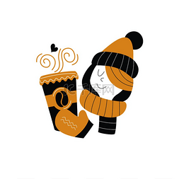 戴围巾的女人图片_可爱的女孩戴着冬天的帽子和围巾