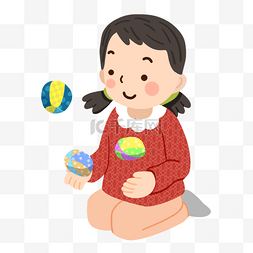 红衣女孩图片_玩着卡通日本传统游戏御手玉的短