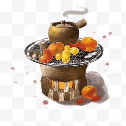 柿子橘子图片_围炉煮茶烤茶