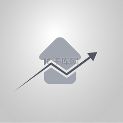 concept图片_Real Estate Concept Icon with Arrow - Upward 