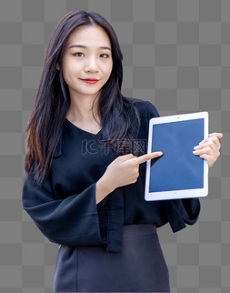 上班商务白领图片_女性手指平板电脑