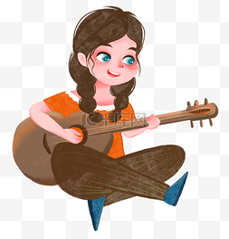 弹乐器的图片_弹吉他的女孩