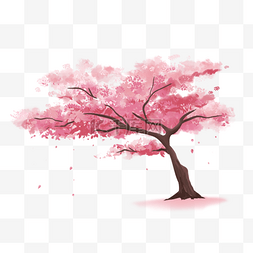 美丽图片_美丽的粉色水彩樱花树