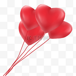 红色立体心图片_立体桃心气球