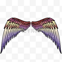 彩虹多色羽毛翅膀