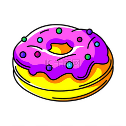 文化艺术卡通图片_甜甜圈的插图五颜六色的可爱卡通