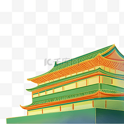 古风建筑线描图片_中国风古风国潮风描线描金宫殿建