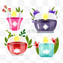 茶平面设计图片_香薰蜡烛集合植物花卉