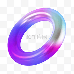 立体漂浮几何素材图片_紫色渐变C4D立体酸性圆环几何