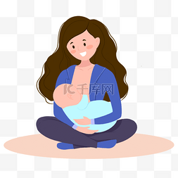 运动放松图片_母亲母乳喂养婴儿概念插画怀抱里