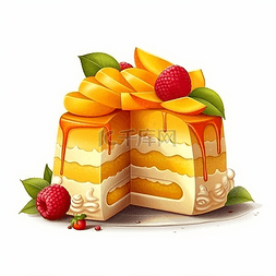 卡通芒果图片_一块好吃芒果蛋糕