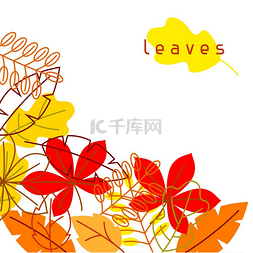 秋叶素材图片_带有程式化秋叶的卡片。