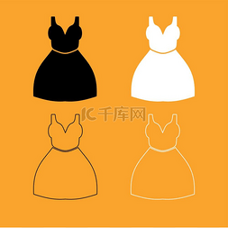 现代定制图片_女人的衣服设置黑色和白色的图标